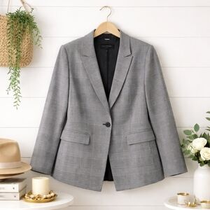 Lane Bryant Blazer Size 20 Gray Plaid Stretch Career Jacket Women